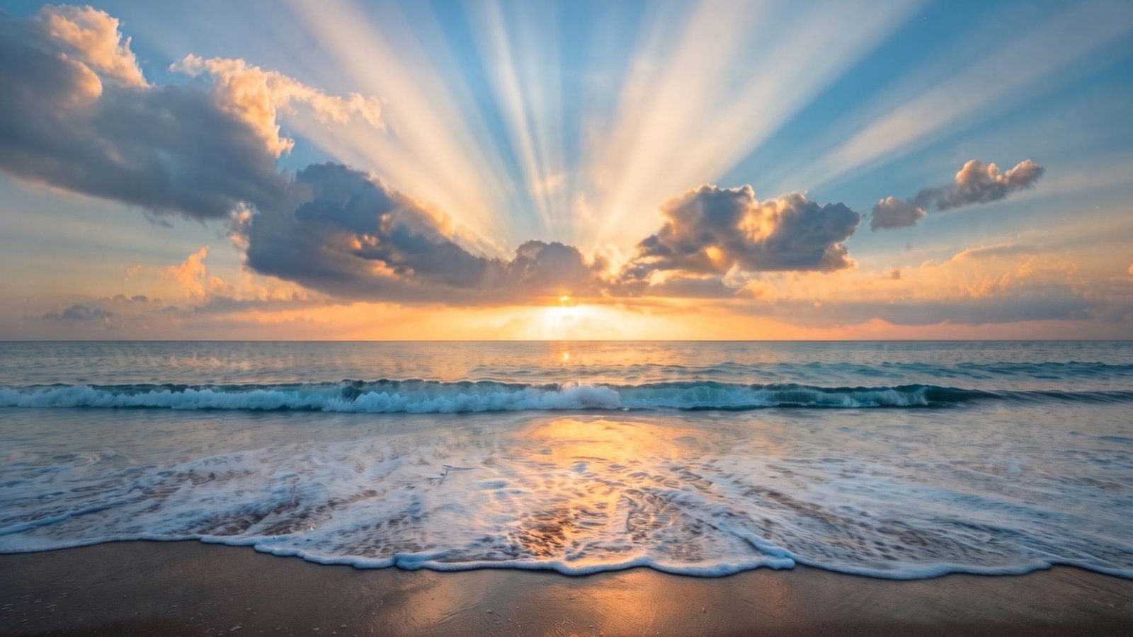 Sunrise over a calm ocean horizon